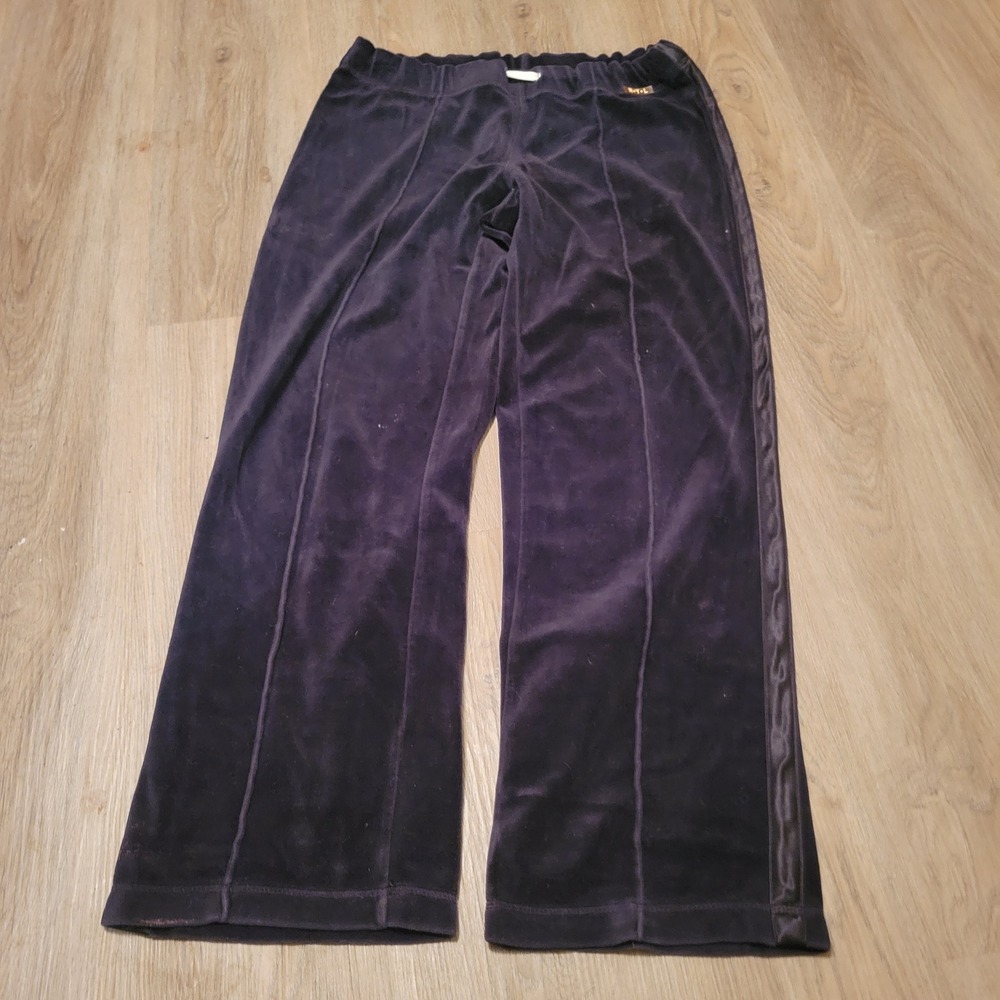 N.Y.L. Women Pants M Navy Blue Cotton Velour Y2K Wide Leg Athleisure